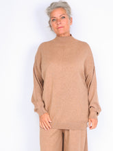 Knitted sweater with high neck